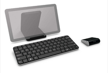 picture of a microsoft slim keyboard and mouse